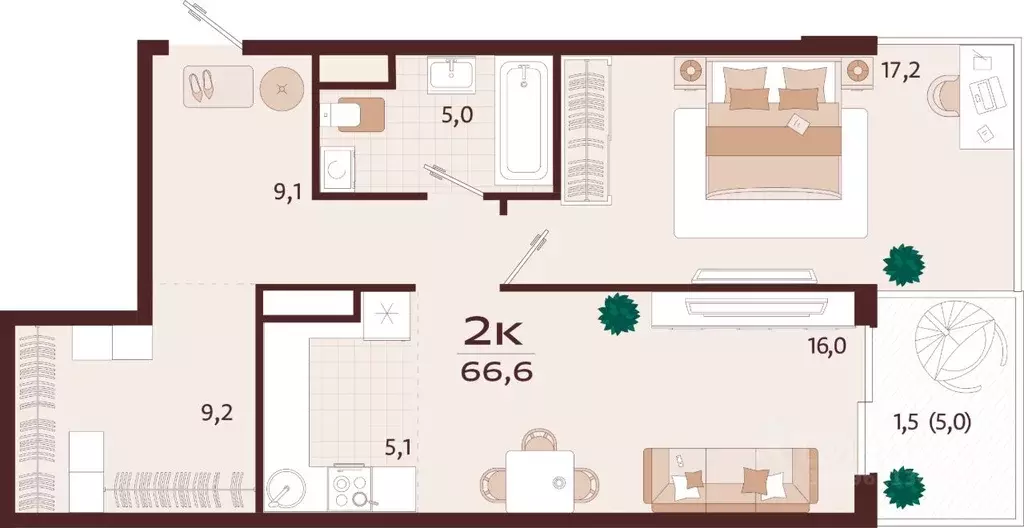2-к кв. Крым, Ялта ул. Спендиарова, 5 (66.6 м) - Фото 1