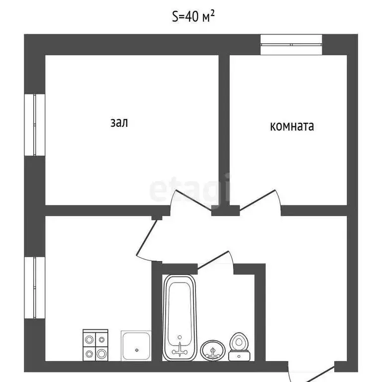 1-комнатная квартира: село Масали, Центральная улица, 6 (40 м) - Фото 1