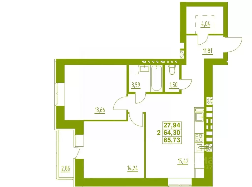 2-к кв. Мордовия, Саранск ул. Фурманова, 35 (65.73 м) - Фото 0