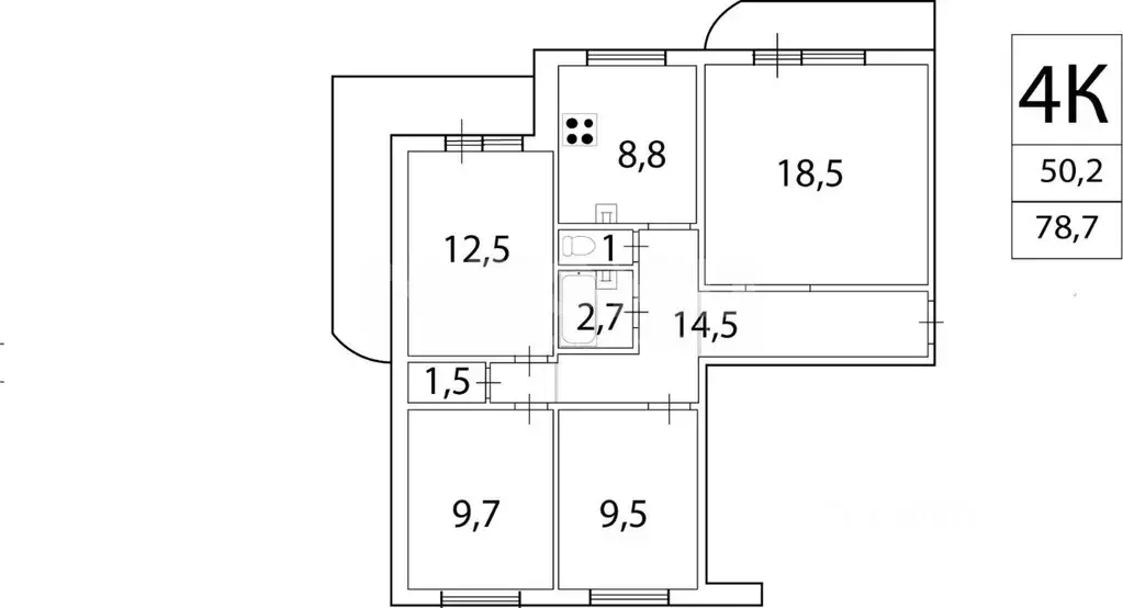 4-к кв. Белгородская область, Старый Оскол Конева мкр, 13 (80.6 м) - Фото 1