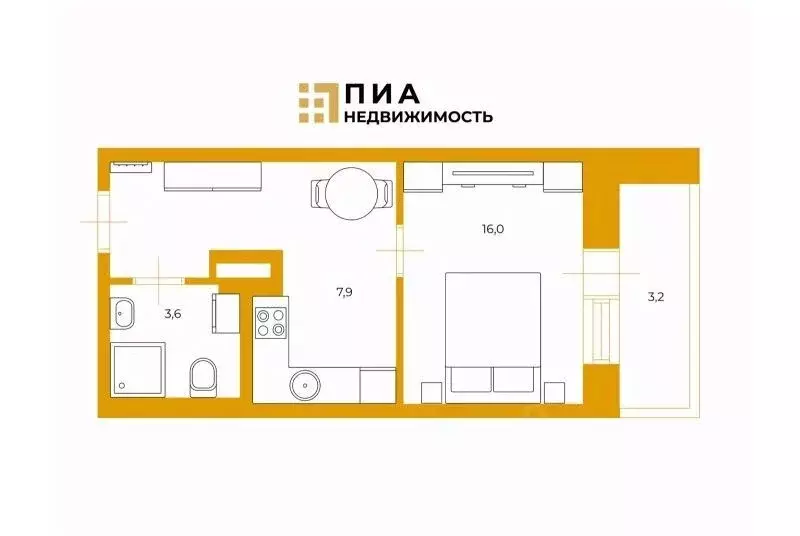 Студия Санкт-Петербург Богатырский просп., 49к2 (26.7 м) - Фото 1