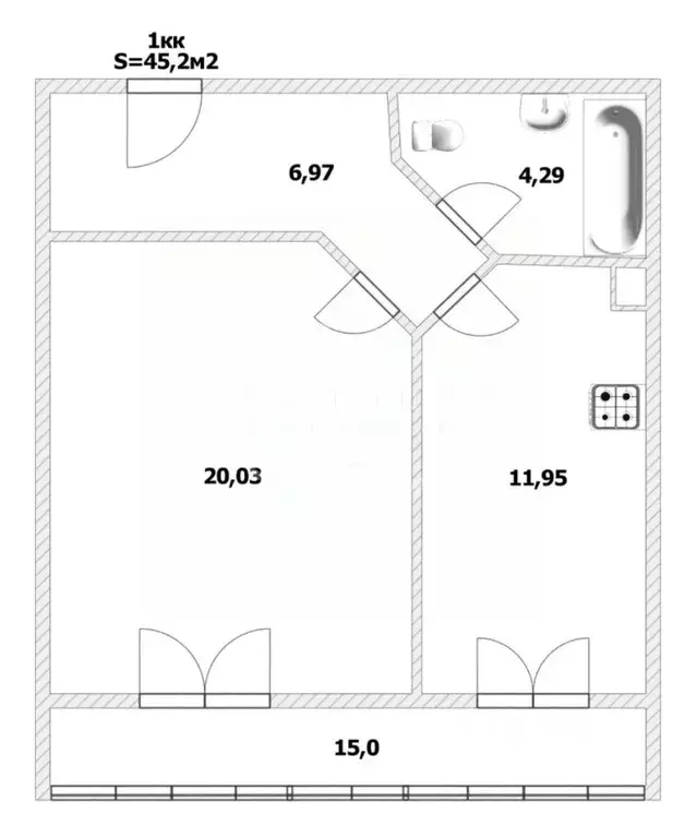 1-к кв. Калининградская область, Калининград Орудийная ул., 1А (45.2 ... - Фото 2