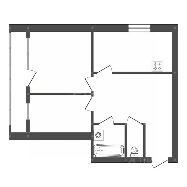2-к кв. Амурская область, Белогорск ул. Кирова, 43 (49.8 м) - Фото 2