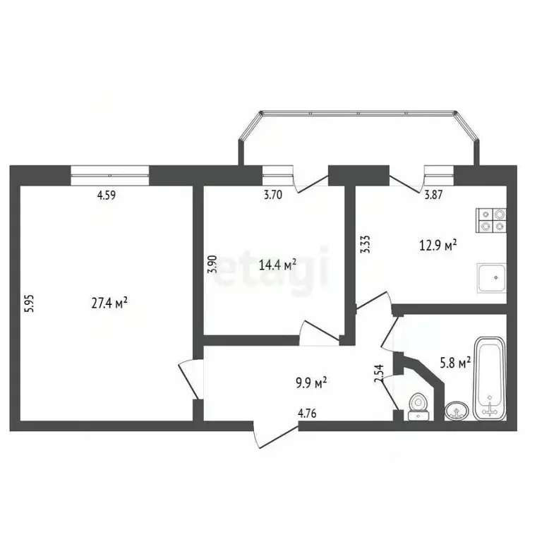 1-к кв. Тюменская область, Тюменский муниципальный округ, Боровский рп ... - Фото 2