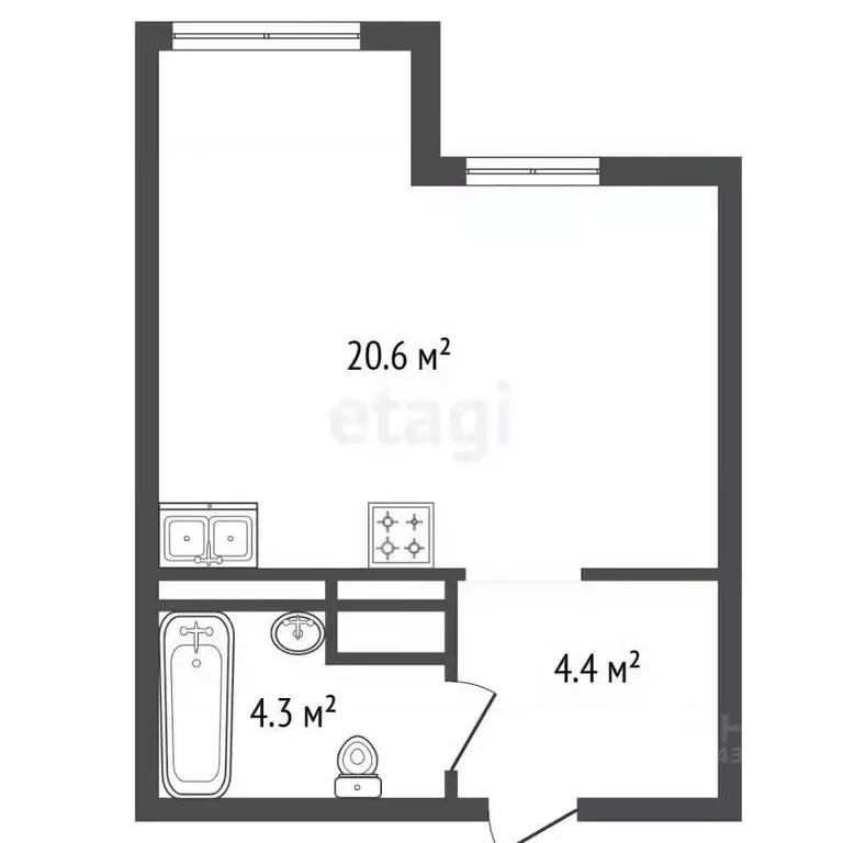 Студия Санкт-Петербург ул. Парфеновская, 7к1 (29.3 м) - Фото 2
