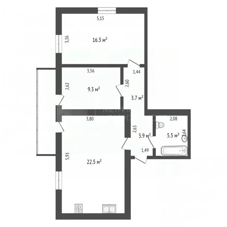 2-к кв. Тюменская область, Тюмень Широтная ул., 19к1 (61.2 м) - Фото 1