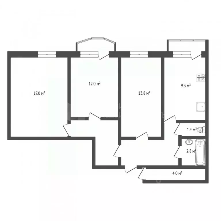 3-к кв. Тюменская область, Тюмень Антипино мкр, ул. Беловежская, 19к1 ... - Фото 2