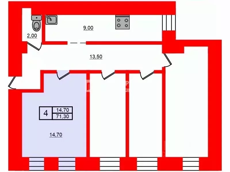 Комната Санкт-Петербург Курляндская ул., 25 (14.7 м) - Фото 1