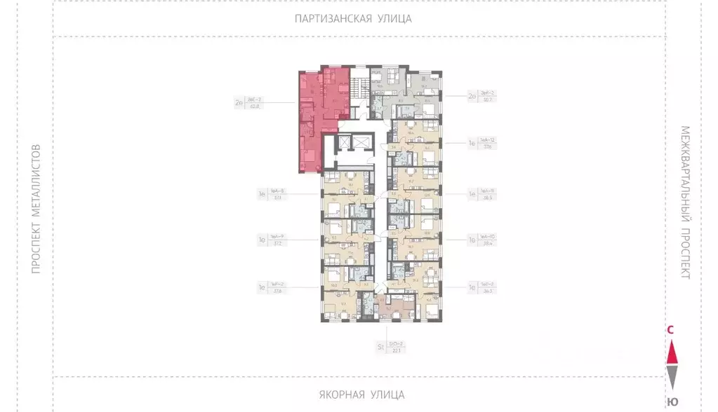 2-к кв. Санкт-Петербург ЛСР Большая Охта жилой комплекс (62.8 м) - Фото 1