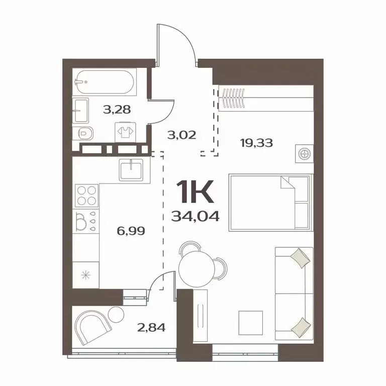 1-комнатная квартира: Владивосток, улица Коммунаров, 15к4 (32.5 м) - Фото 1