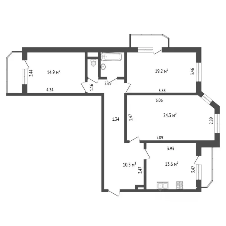 3-к кв. Тюменская область, Тюмень Новосибирская ул., 131 (98.0 м) - Фото 1
