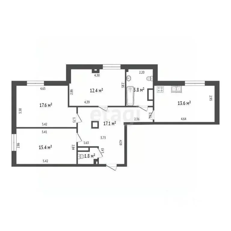 3-к кв. Санкт-Петербург ул. Беринга, 23к2 (83.7 м) - Фото 1