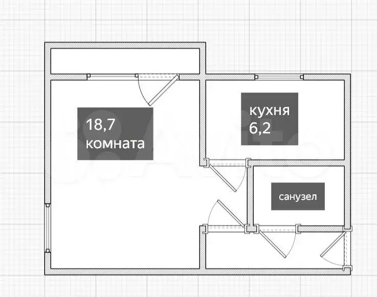 1-к. квартира, 30,8 м, 2/4 эт. - Фото 0