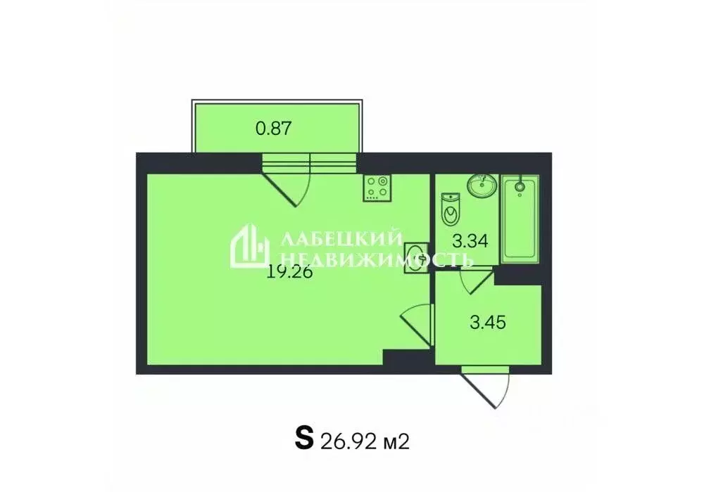 Студия Ярославская область, Ярославль ул. Брагинская, 18к2 (26.0 м) - Фото 1