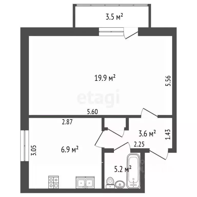 1-к кв. Крым, Евпатория городской округ, Заозерное пгт ул. Садовая, 1 ... - Фото 2