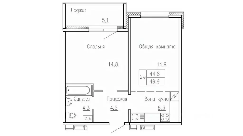 2-к кв. Новосибирская область, Новосибирский район, Краснообск рп, 3-й ... - Фото 0