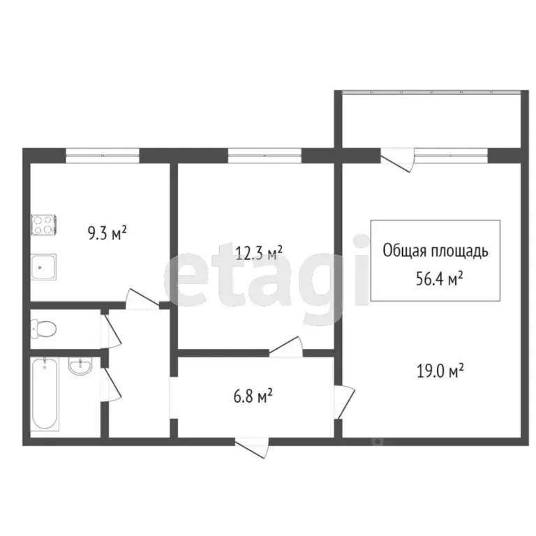 2-к кв. Новосибирская область, Новосибирск ул. Сибиряков-Гвардейцев, ... - Фото 2