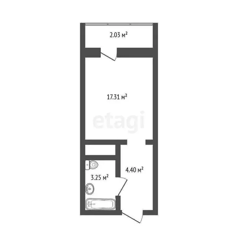 Квартира-студия: Тюмень, микрорайон ДОК, Воронинская улица, 41 (26 м) - Фото 1