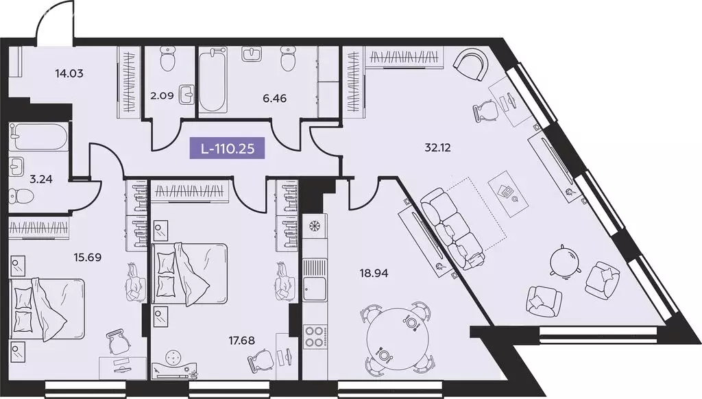 4-комнатная квартира: Иваново, проспект Ленина, 55В (110.25 м) - Фото 1