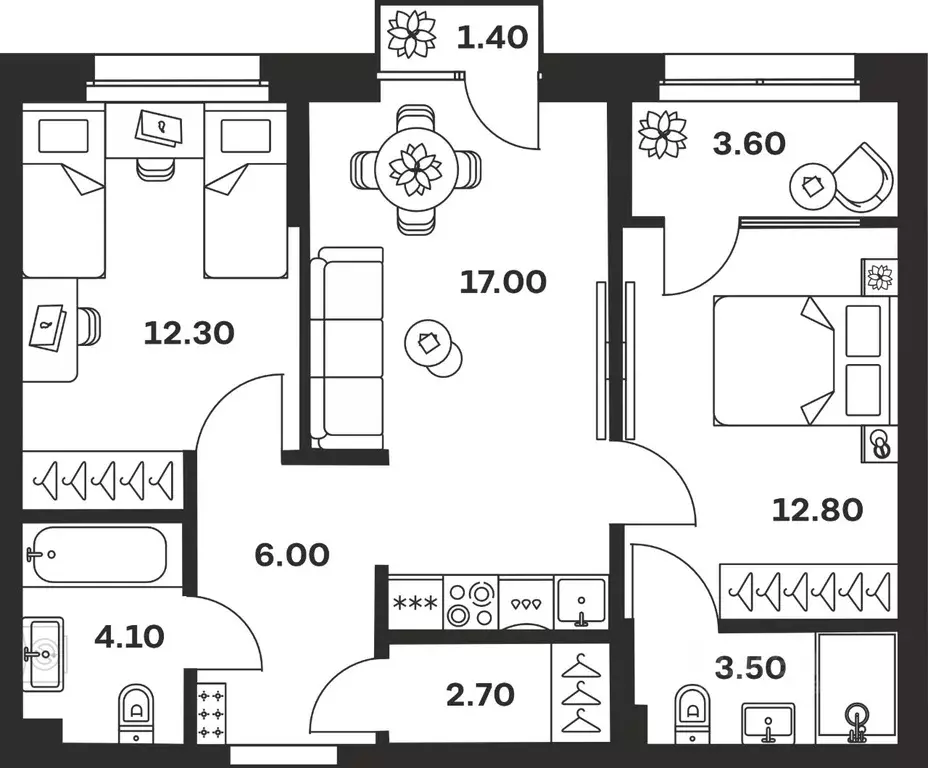 2-к кв. Тульская область, Тула ул. Михеева, 9А (63.4 м) - Фото 1