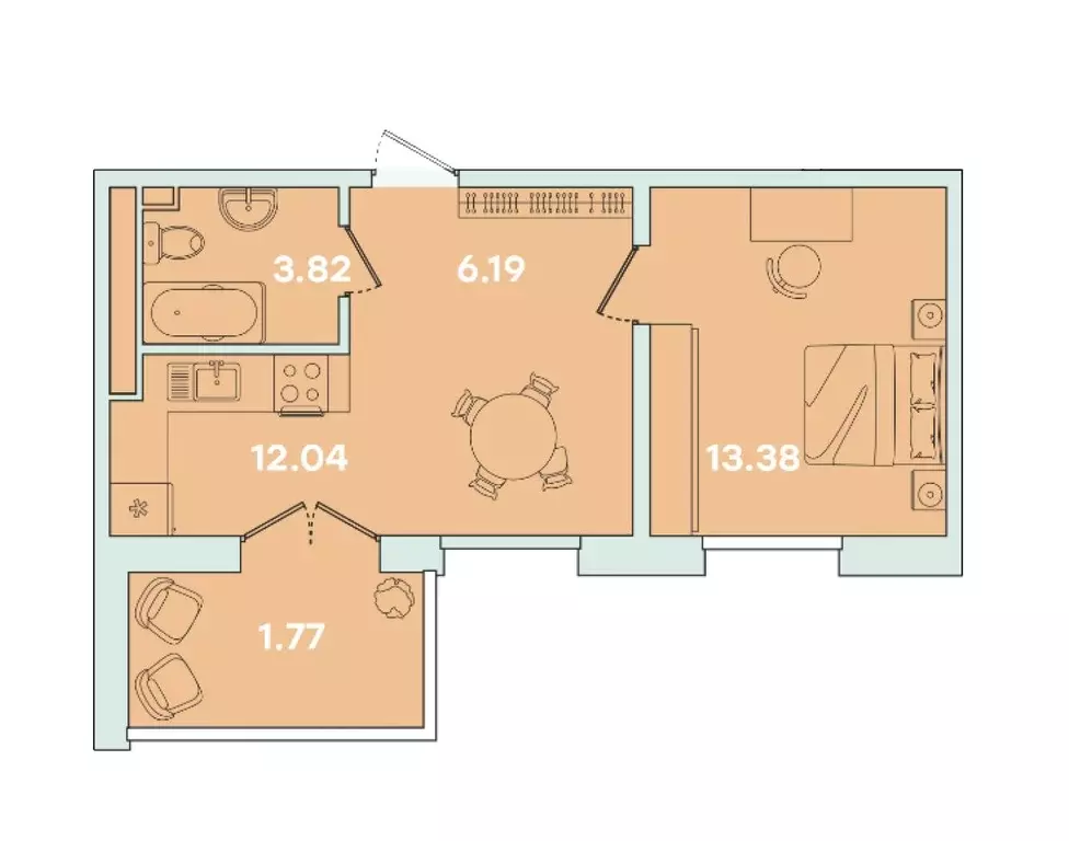 1-к кв. Иркутская область, Иркутск ул. Петрова, 18 (41.33 м) - Фото 0