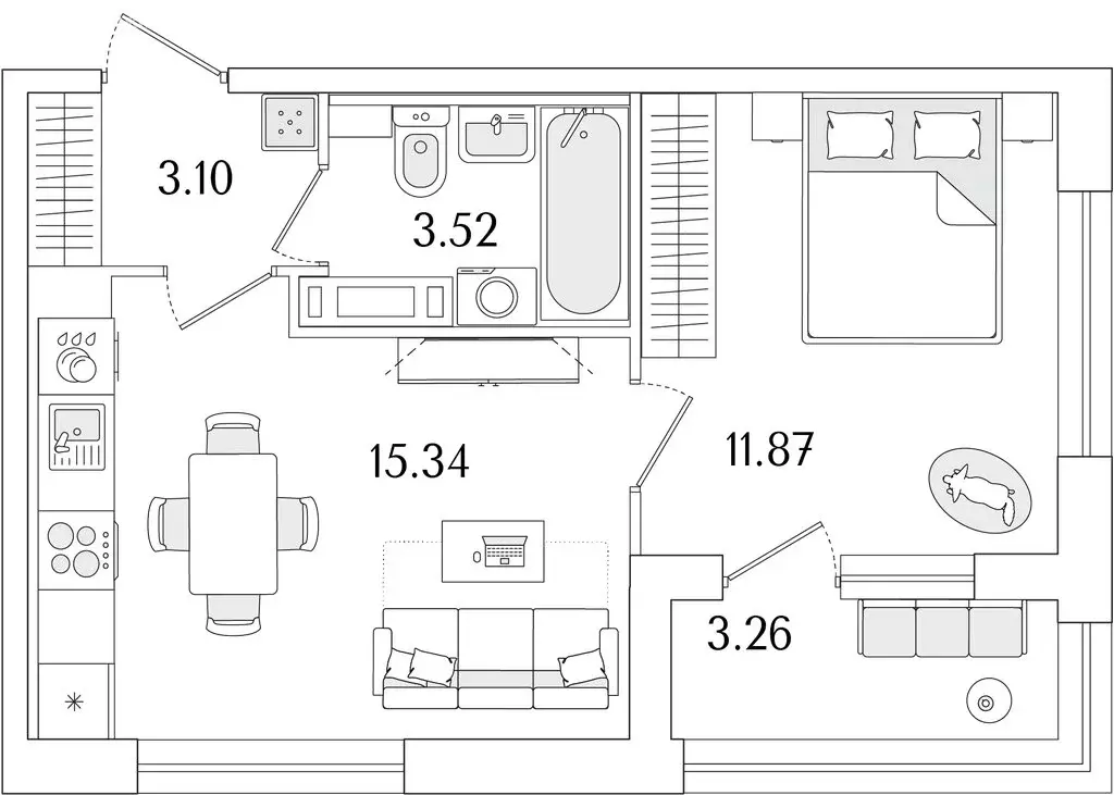 1-комнатная квартира: Санкт-Петербург, ЖК Аурум (35.46 м) - Фото 1