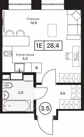 Студия Московская область, Пушкино Пушкино Град жилой комплекс, к2 ... - Фото 1