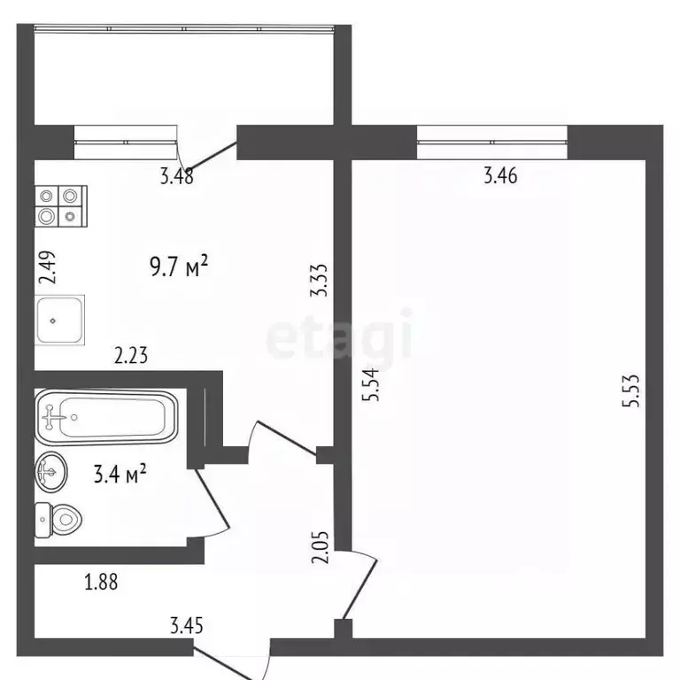 1-к кв. Мордовия, Саранск ул. Косарева, 109 (39.0 м) - Фото 2