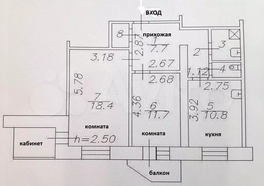 2-к. квартира, 57,3 м, 5/10 эт. - Фото 0