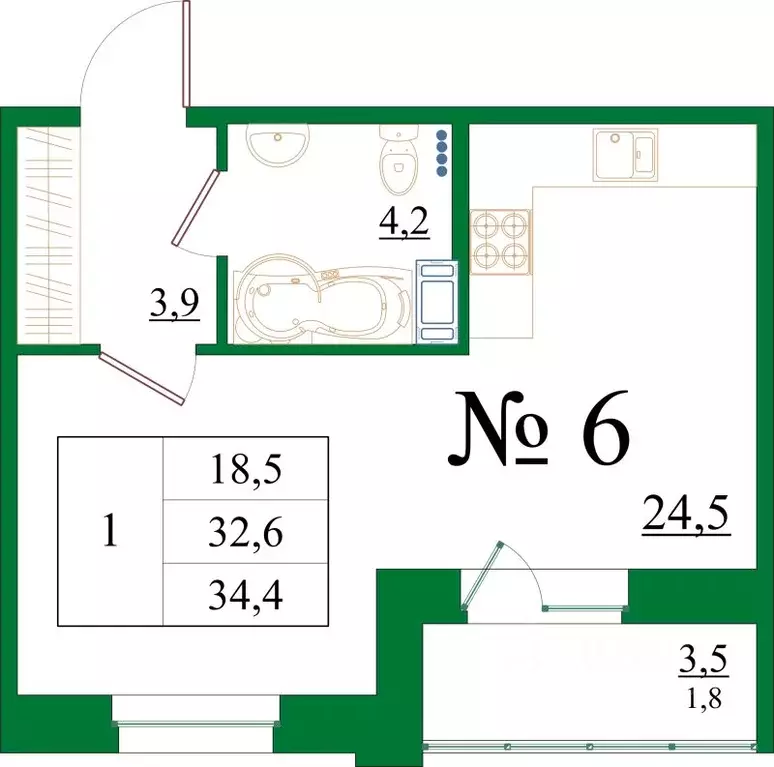 Студия Ленинградская область, Гатчина Красносельское ш., 4А (34.4 м) - Фото 1