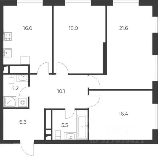 Квартира, 3 комнаты, 98.4 м - Фото 1