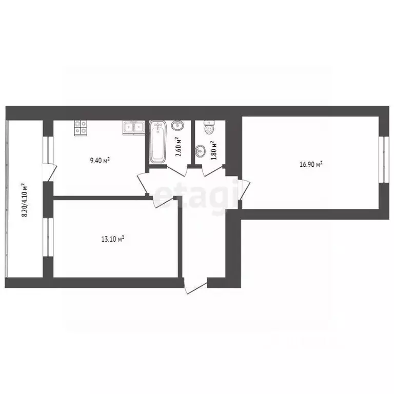 2-к кв. Вологодская область, Вологда Архангельская ул., 10Б (55.0 м) - Фото 2