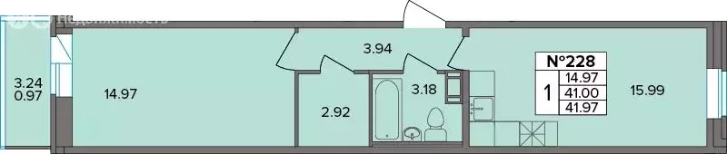 1-комнатная квартира: Новое Девяткино, Лесная улица, 19 (41.97 м) - Фото 1