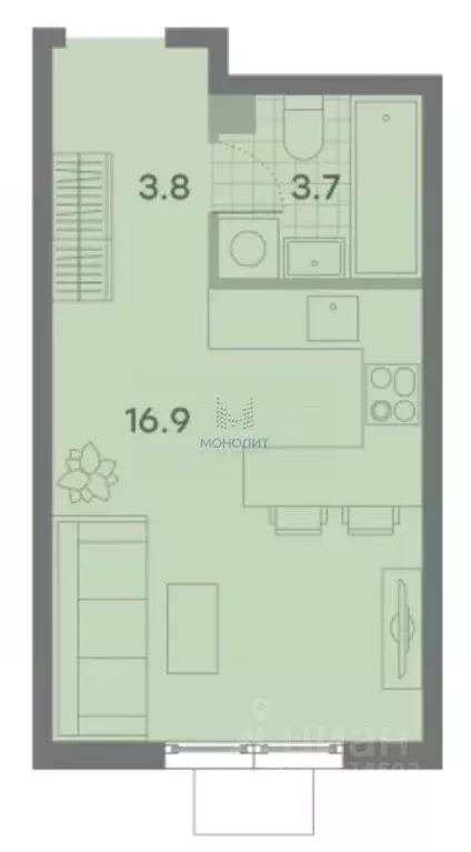 Студия Москва ул. Красного Маяка, 26А (24.4 м) - Фото 2