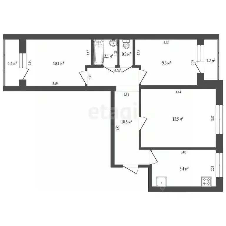 3-к кв. Мордовия, Саранск ул. Пушкина, 5А (56.9 м) - Фото 2