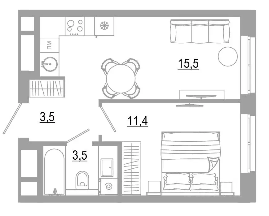 1-к кв. Свердловская область, Екатеринбург Академический мкр, 22-й ... - Фото 1