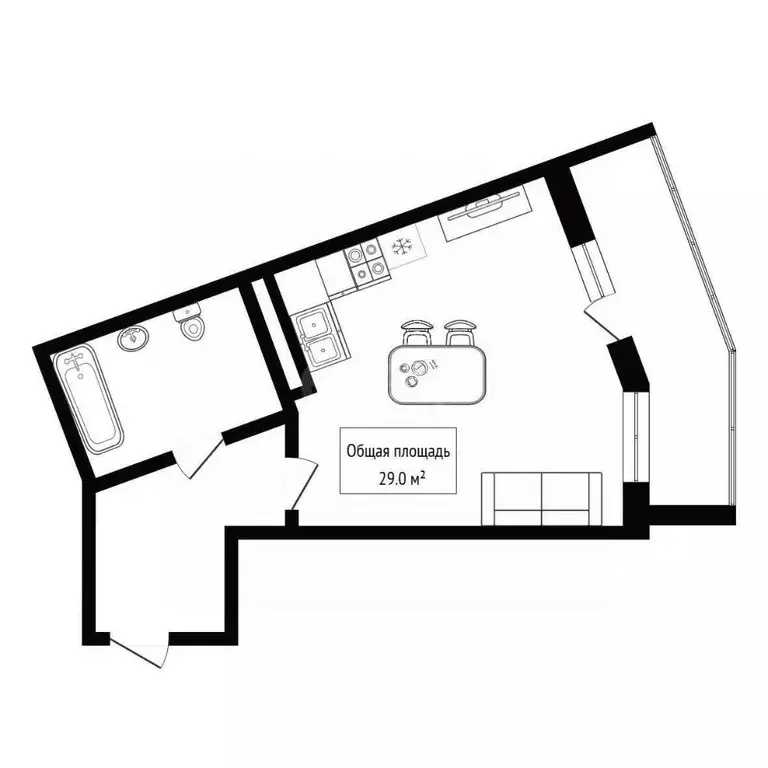 Студия Новосибирская область, Новосибирск ул. Николаева, 18 (29.0 м) - Фото 2
