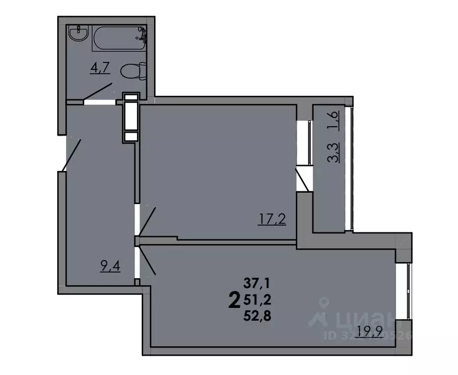 2-к кв. Ростовская область, Ростов-на-Дону Левенцовский мкр,  (52.8 м) - Фото 1