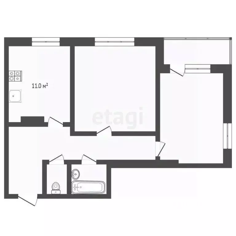 2-к кв. Тюменская область, Тюмень ул. Николая Зелинского, 3 (60.0 м) - Фото 1