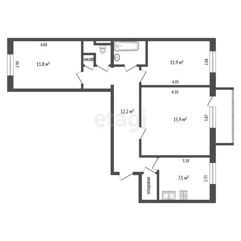 3-комнатная квартира: Елизово, улица Рябикова, 9 (63.3 м) - Фото 0