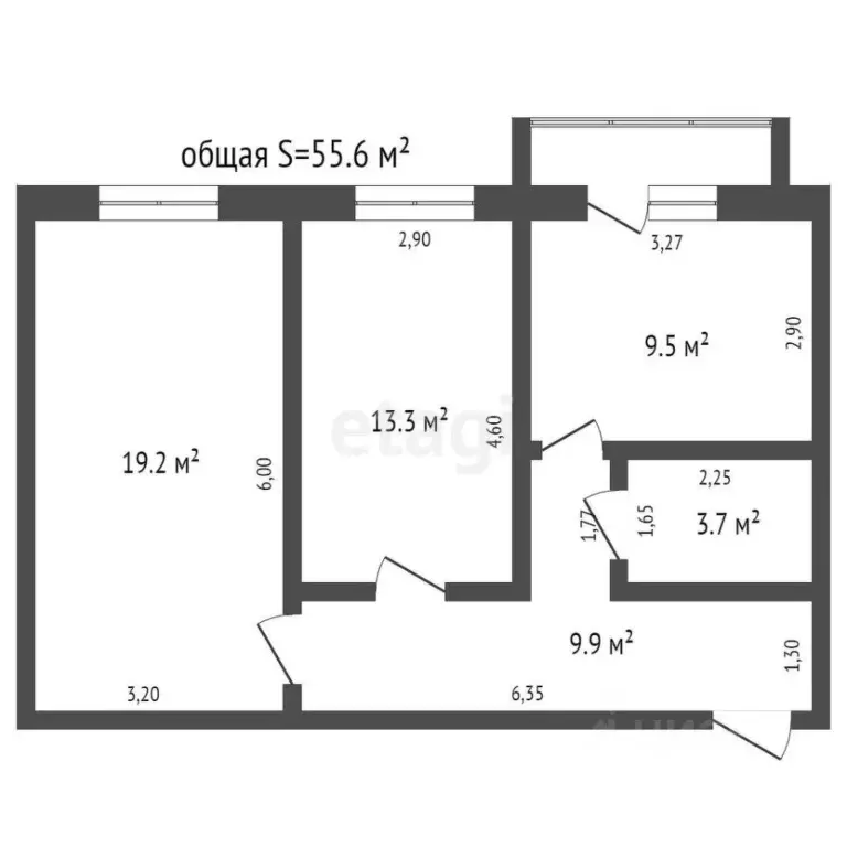 2-к кв. Алтайский край, Бийск ул. Александра Матросова, 25 (55.6 м) - Фото 1