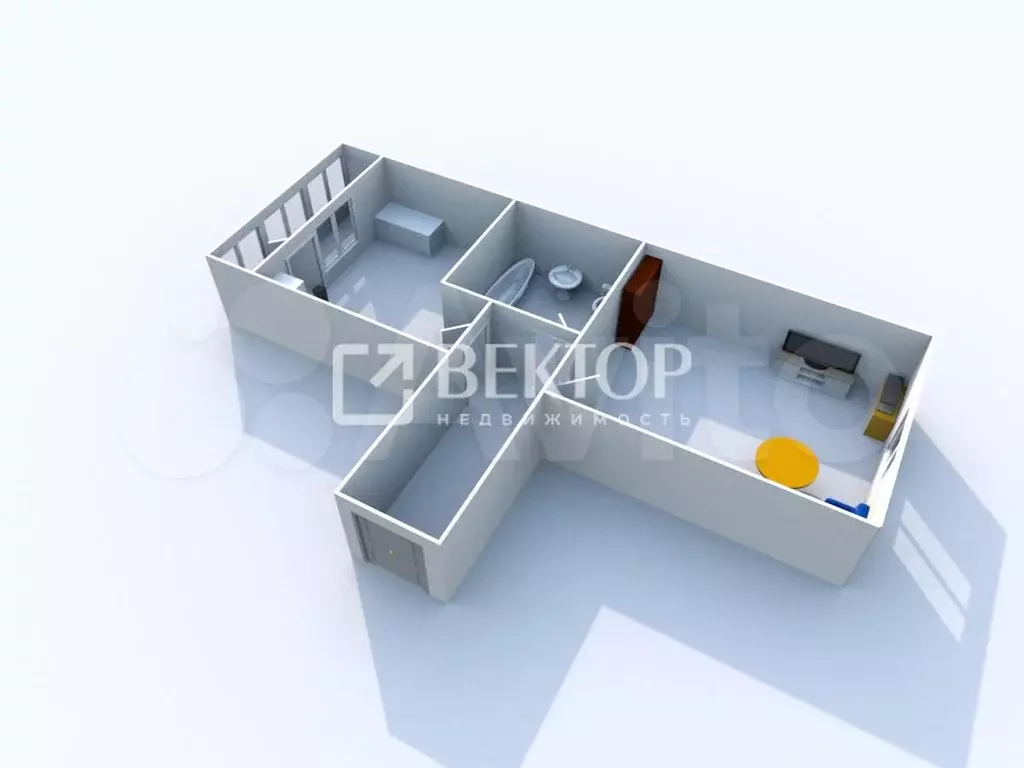 2-к. квартира, 49 м, 2/3 эт. - Фото 1