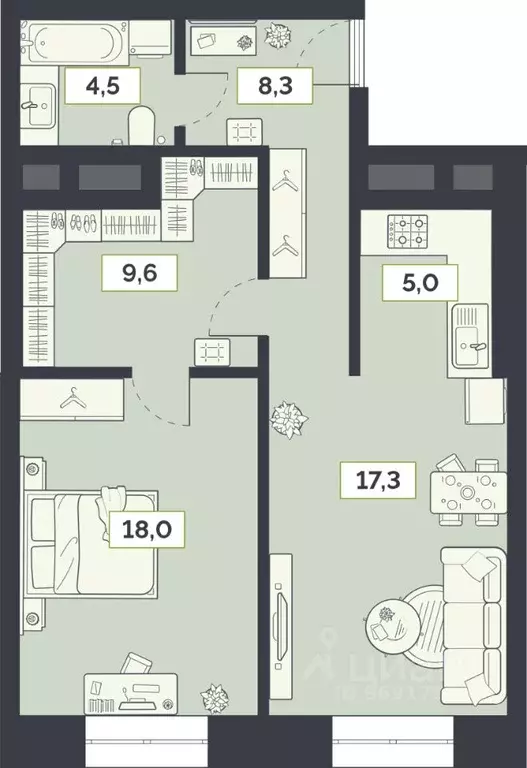 2-к кв. Москва Староалексеевская ул., 5А (62.7 м) - Фото 0