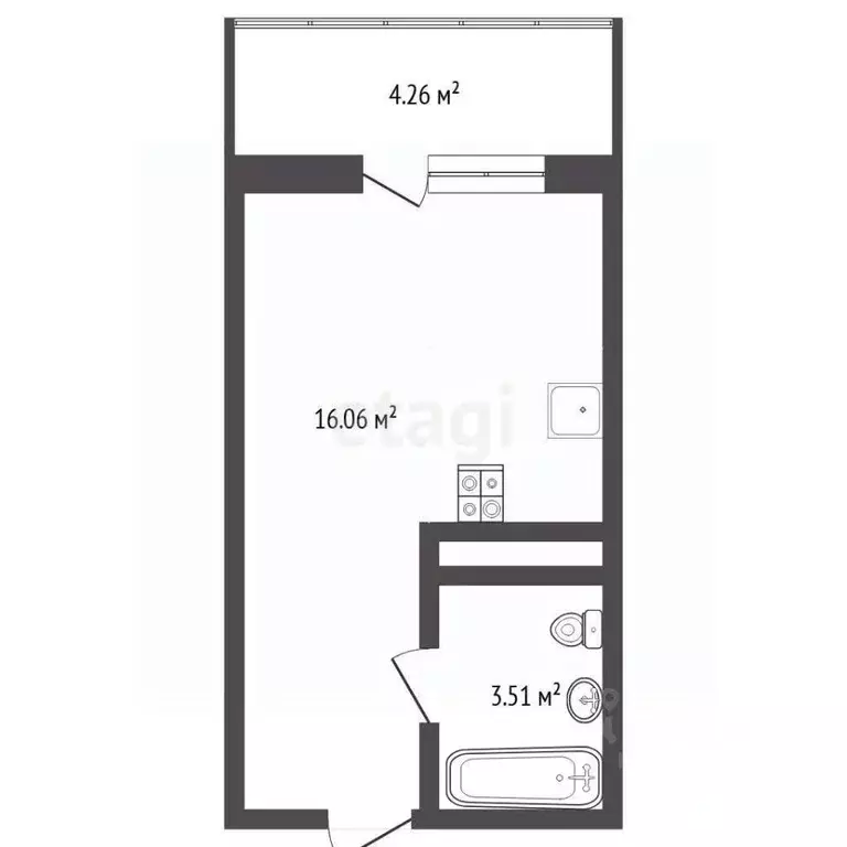 Студия Тюменская область, Тюменский муниципальный округ, д. Патрушева ... - Фото 1