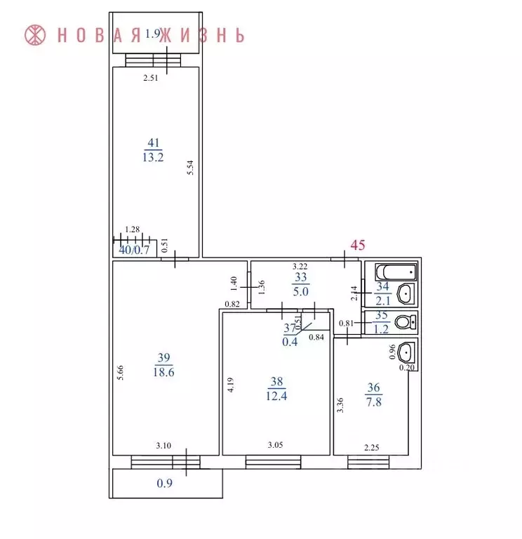 3-к кв. Самарская область, Самара ул. Фадеева, 44 (64.2 м) - Фото 1