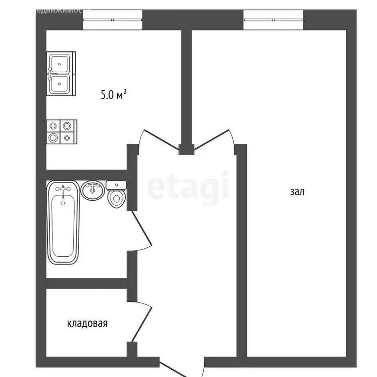 1-комнатная квартира: Алапаевск, улица Калинина, 9 (27.3 м) - Фото 1