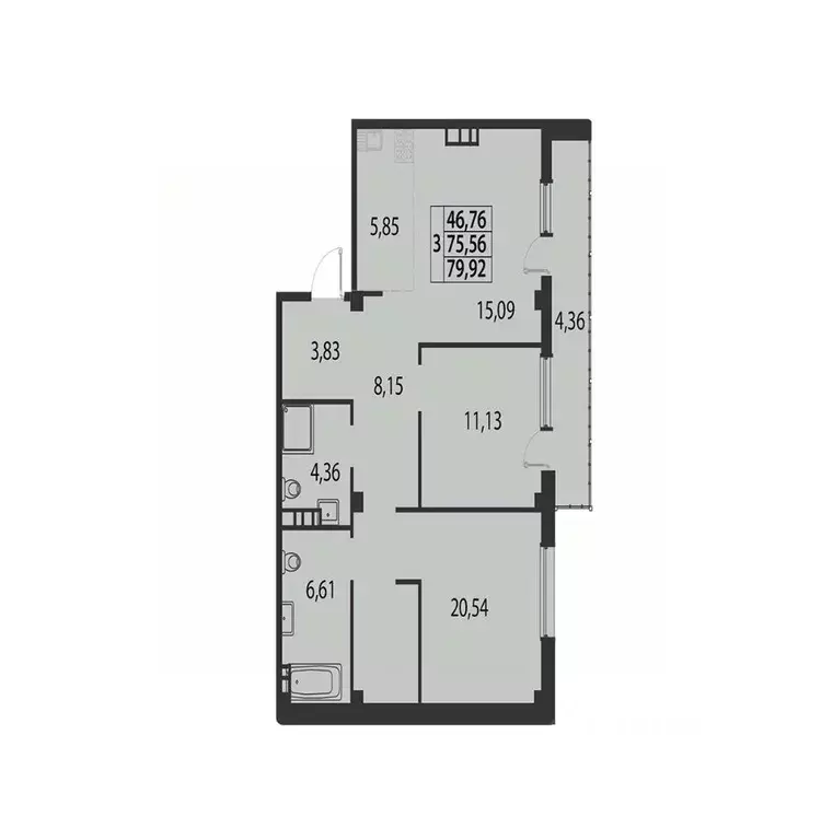 2-к кв. Краснодарский край, Динская ст-ца ул. Спортивная, 2А (79.92 м) - Фото 0