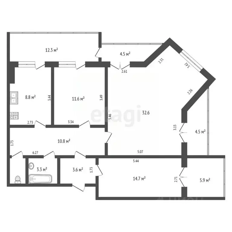 3-к кв. Крым, Ялта муниципальный округ, Ливадия пгт ул. Батурина, 8 ... - Фото 2