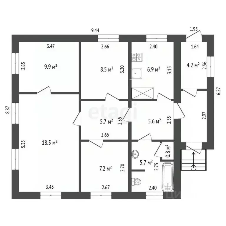 Дом в Камчатский край, Елизово ул. Расковой, 5 (69 м) - Фото 1