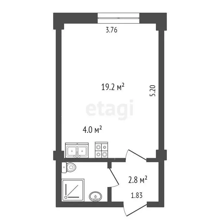 Квартира-студия: Ялта, улица Найденова, 31 (24.4 м) - Фото 1